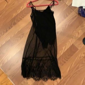 Black sheer dress over bodysuit